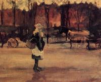 Gogh, Vincent van - A Girl in the Street, Two Coaches in the Background